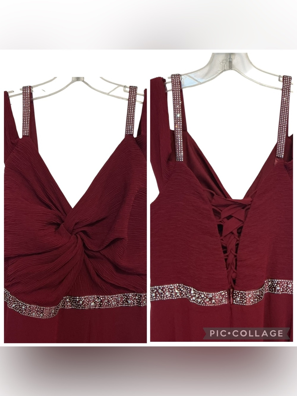 ASA Wine Colored Lined Gown Rhinestone Waist Band Corset Back Size M Homecoming